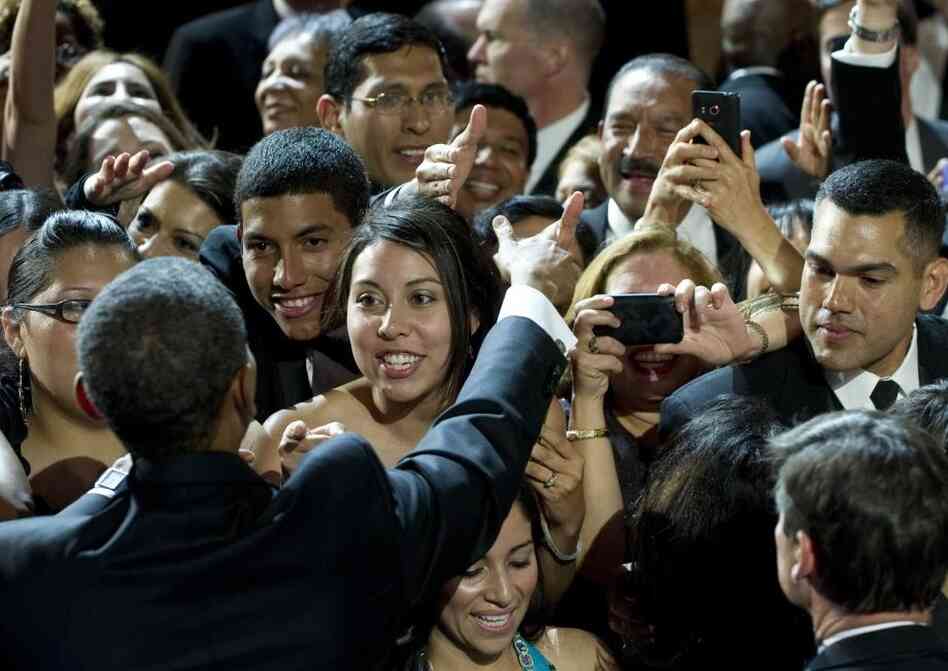 President Obama greets attendees after speaking during the Congressional Hispanic Caucus Institute's 34th Annual Awards Gala in Washington last month. The administration has been taking steps to win back the support of Latino voters. 