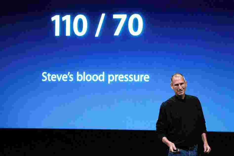 Jobs jokes about his health at Apple headquarters in 2008; in 2004, he revealed that he had a rare form of pancreatic cancer. 