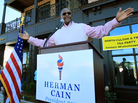Republican presidential candidate and former Godfather's Pizza CEO Herman Cain, fresh off a surprising win in Florida's straw poll, speaks to supporters as he campaigns and launches his new book in Milton, Ga., earlier this month. Republican presidential candidate and former Godfather's Pizza CEO Herman Cain, fresh off a surprising win in Florida's straw poll, speaks to supporters as he campaigns and launches his new book in Milton, Ga., earlier this month.