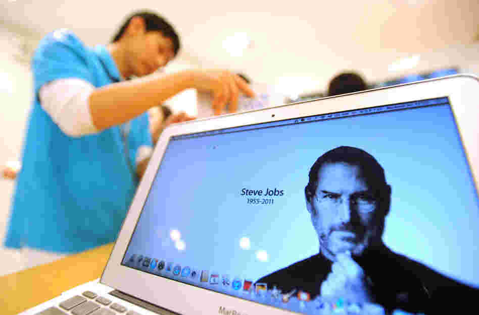 A tribute to Apple co-founder Steve Jobs on a MacBook at an Apple Store in Seoul, South Korea, Oct. 6, 2011. 