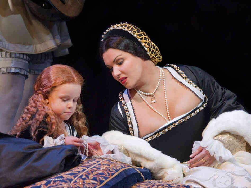 Clare Cashman and Anna Netrebko in Donizetti's 'Anna Bolena' in rehearsal at the Met, Sept. 15, 2011.