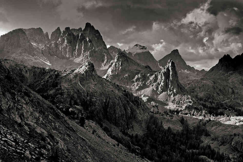 Rocky spires known as the Minarets rise above 12,000 feet in the Ansel Adams Wilderness.