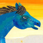 An illustration from Eric Carle's The Artist Who Painted a Blue Horse.
