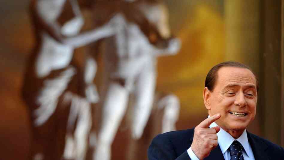 Italy's Prime Minister Silvio Berlusconi, seen here in a file photo, has seen his approval rating hit record lows. And now he's angered many in his own party by jokingly suggesting a lewd name change.