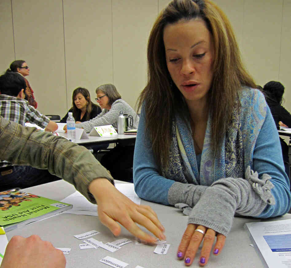 Nikki Perez struggled after being diagnosed with mental illness. A course is training her how to help others in crisis.