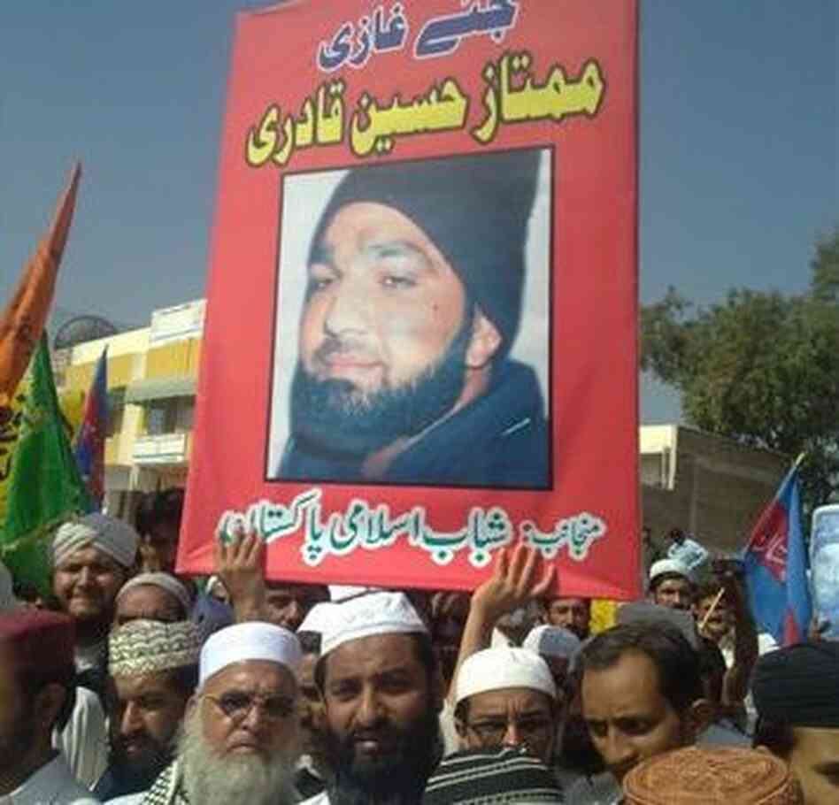 Demonstrators outside the court where lawyers for Mumtaz Qadri, the confessed killer of the Punjab Governor Salman Taseer, petitioned the court to hear an appeal to overturn the death sentence against Qadri handed down by an Anti-Terror Court earlier this month. Demonstrators outside the court where lawyers for Mumtaz Qadri, the confessed killer of the Punjab Governor Salman Taseer, petitioned the court to hear an appeal to overturn the death sentence against Qadri handed down by an Anti-Terror Court earlier this month.