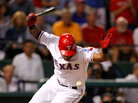 Adrian Beltre of the Texas Rangers is hit by a pitch from the Tampa Bay Rays' James Shields on Oct. 1 at Rangers Ballpark in Arlington, Texas. Adrian Beltre of the Texas Rangers is hit by a pitch from the Tampa Bay Rays' James Shields on Oct. 1 at Rangers Ballpark in Arlington, Texas.