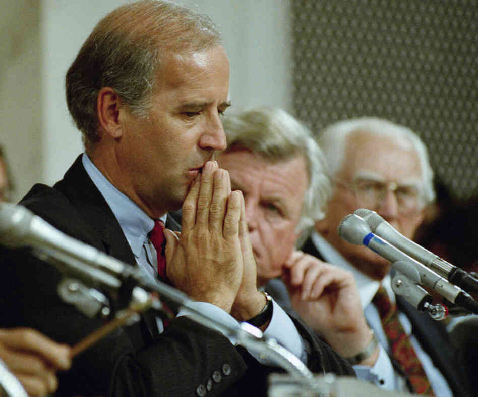 Then-Senate Judiciary Committee member Joseph Biden, D-Del., reflects on Hill's testimony. Thomas categorically denied Hill's allegations of sexual harassment and told the committee "no job is worth what I've been through." 