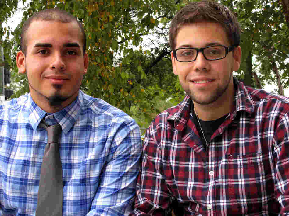 Orlando Quintana (right) and Enrique Omar Nieves frequently attend services at New Life Covenant. "This church makes you feel like family," Quintana says.