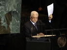 Mahmoud Abbas, President of the Palestinian Authority, requests Palestine's full admission to the UN as a sovereign state during the United Nations General Assembly on September 23, 2011. Mahmoud Abbas, President of the Palestinian Authority, requests Palestine's full admission to the UN as a sovereign state during the United Nations General Assembly on September 23, 2011.