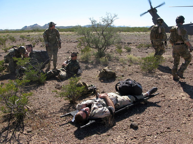 In southern Arizona, troops take part in a large-scale search-and-rescue exercise called Operation Angel Thunder.