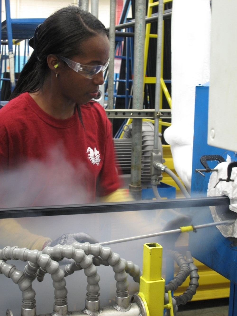 Ida Rodgers is an extruder technician at Cooper Standard. Two years ago, the company filed for bankruptcy, but with state tax breaks, it was able to expand this year. 