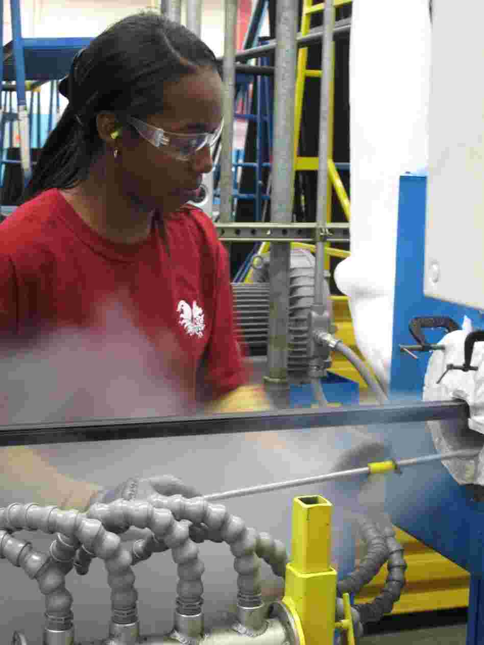 Ida Rodgers is an extruder technician at Cooper Standard. Two years ago, the company filed for bankruptcy, but with state tax breaks, it was able to expand this year. 