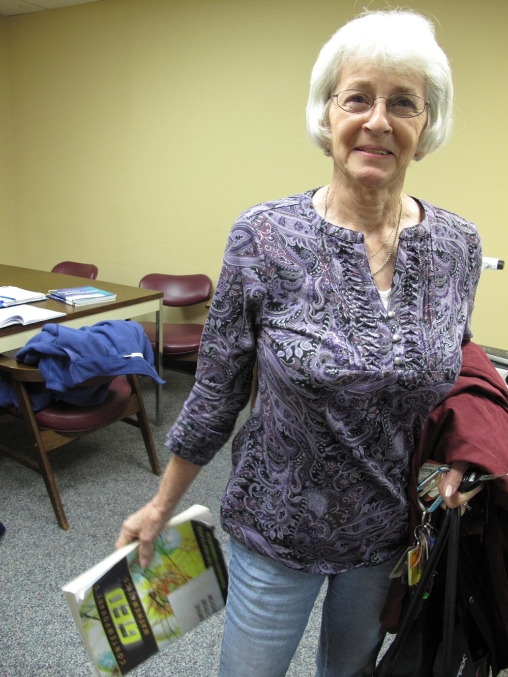 Rosa Sherbert, 68, worked in textiles for about 30 years. Now she's studying to take the GED exam.