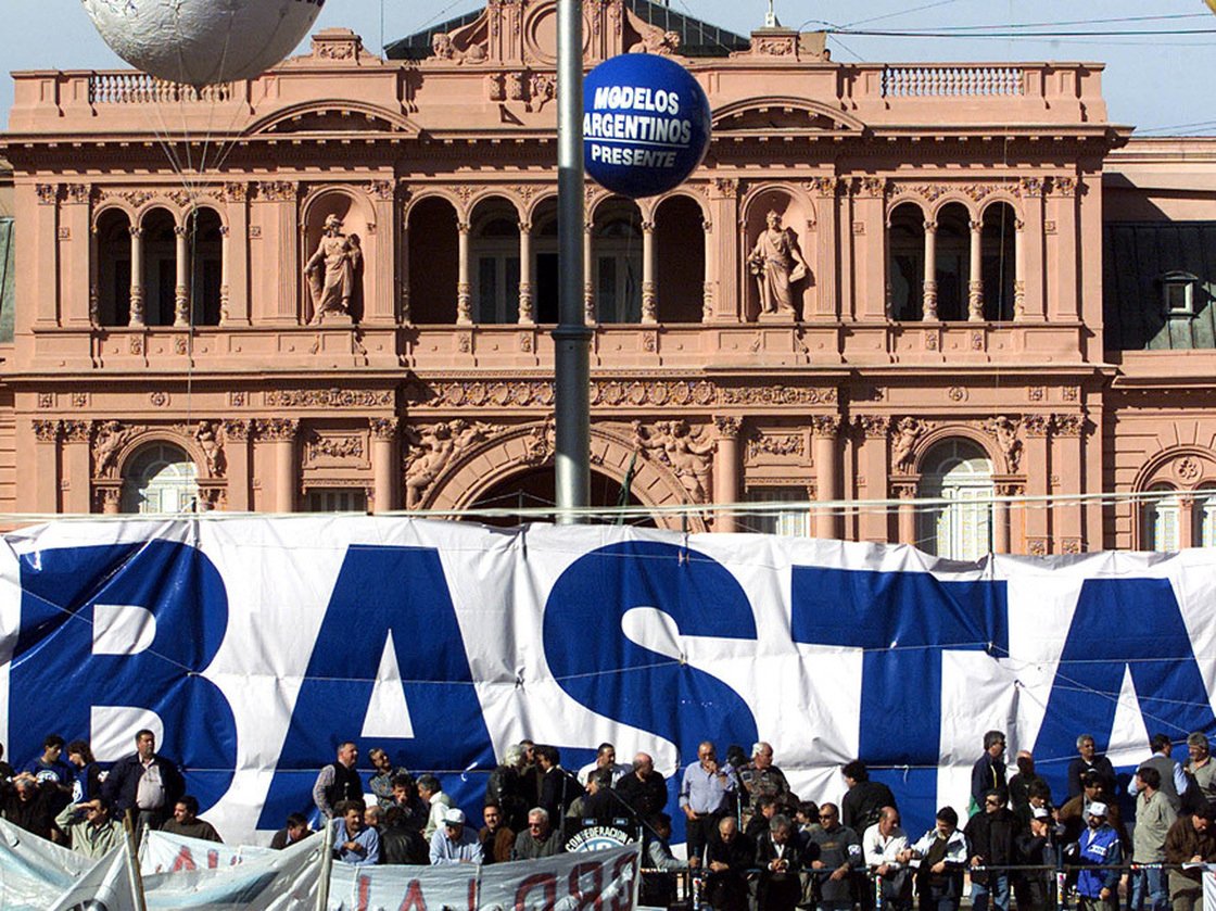 A protest against the government's economic policies in Argentina in 2001. 