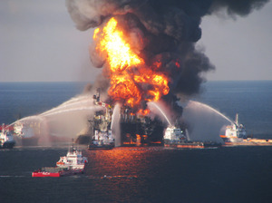 The Deepwater Horizon oil rig burned on April 21, 2010. The Deepwater Horizon oil rig burned on April 21, 2010.