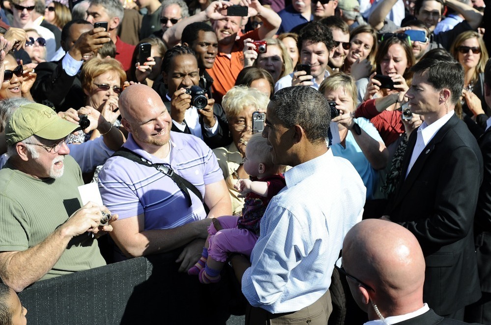President Obama at the Asheville Regional Airport in Fletcher, North Carolina, Oct. 17, 2011.