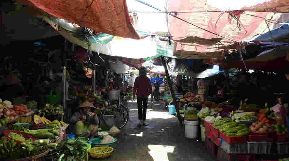 An open market in Vietnam.