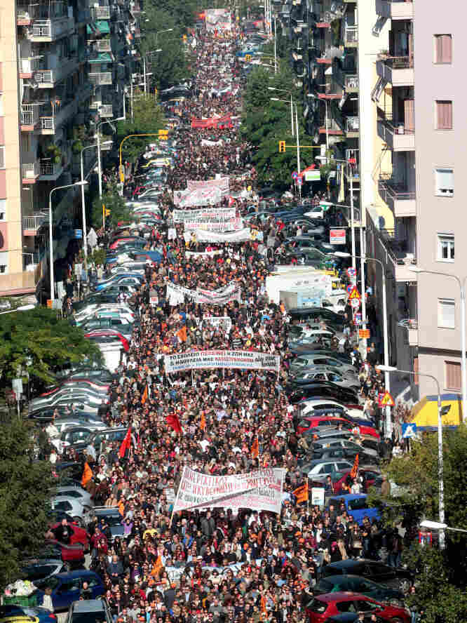 Thousands of people massed in Thessaloniki to rail against proposed legislation that includes fresh tax increases as well as yet more wage, pension and job cuts. Parliament was expected to vote on the bill Thursday. Thousands of people massed in Thessaloniki to rail against proposed legislation that includes fresh tax increases as well as yet more wage, pension and job cuts. Parliament was expected to vote on the bill Thursday.