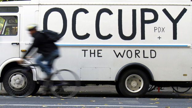 The Occupy Wall Street protests have inspired similar events around America, and in dozens of countries. Here, a truck has been painted with a sign supporting the Occupy Portland protests in Oregon.