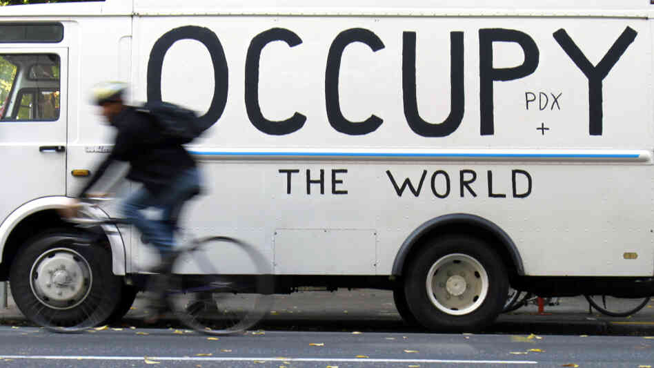 The Occupy Wall Street protests have inspired similar events around America, and in dozens of countries. Here, a truck has been painted with a sign supporting the Occupy Portland protests in Oregon.