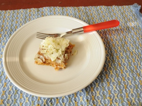 A slice of Emily Dickinson's coconut cake, adapted for the 21st century. A slice of Emily Dickinson's coconut cake, adapted for the 21st century.