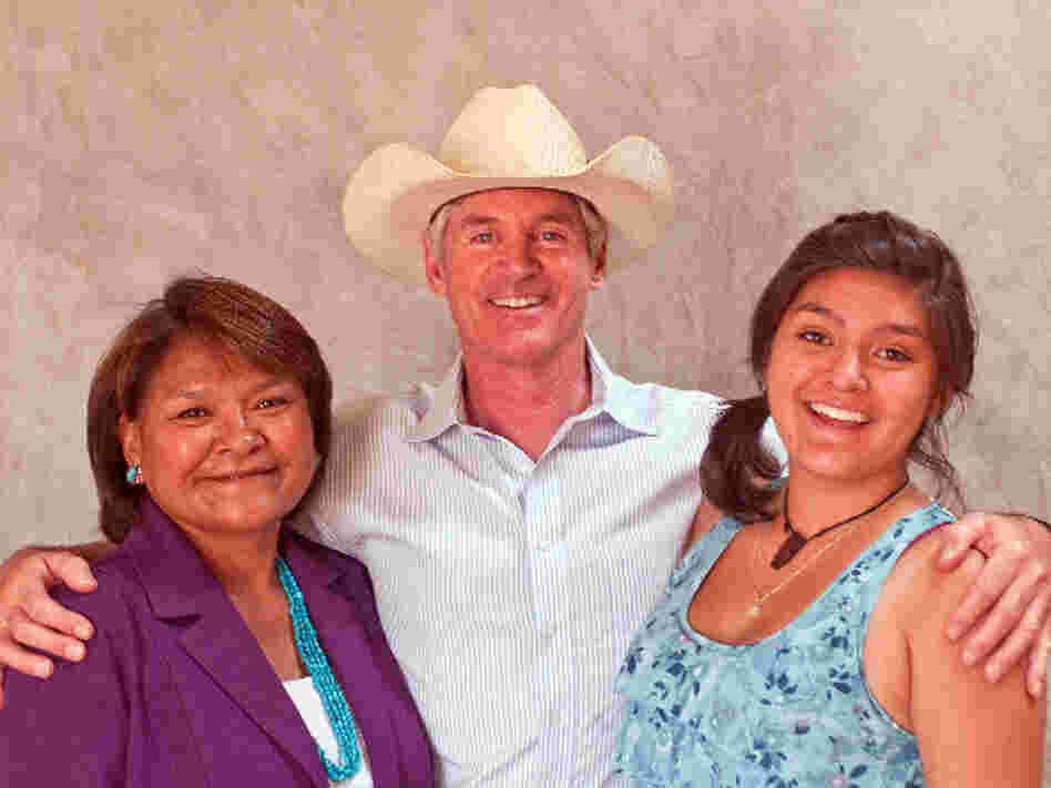 George Hardeen is shown with his wife, Lena Fowler, and one of his three children, Shonie Fowler Hardeen. "The Houdini legacy has taken a new branch," says Hardeen, "because my wife is Navajo, and my children are enrolled members of the Navajo Nation." 