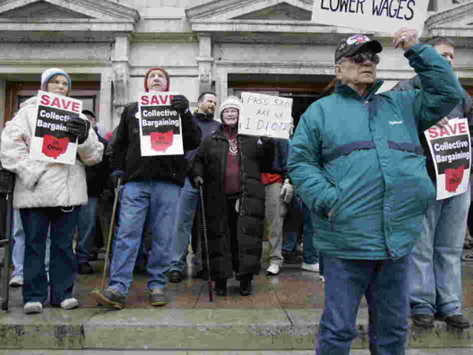 Protesters against Senate Bill 5 during a rally in February 2011 in Columbus.