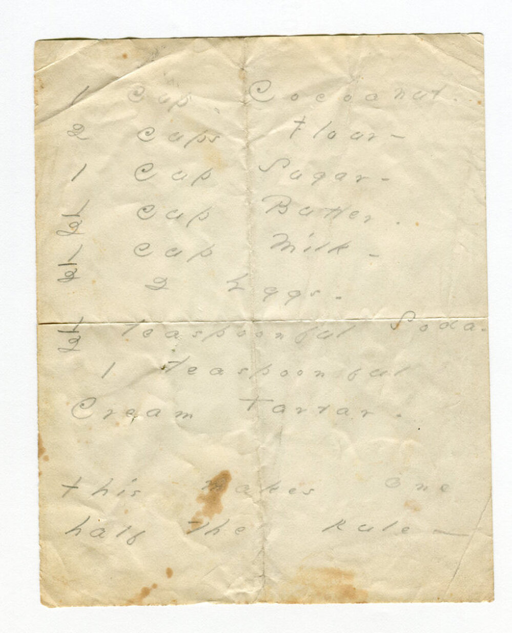The Poets House in New York City is exhibiting this manuscript of an Emily Dickinson cake recipe that calls for coconut.