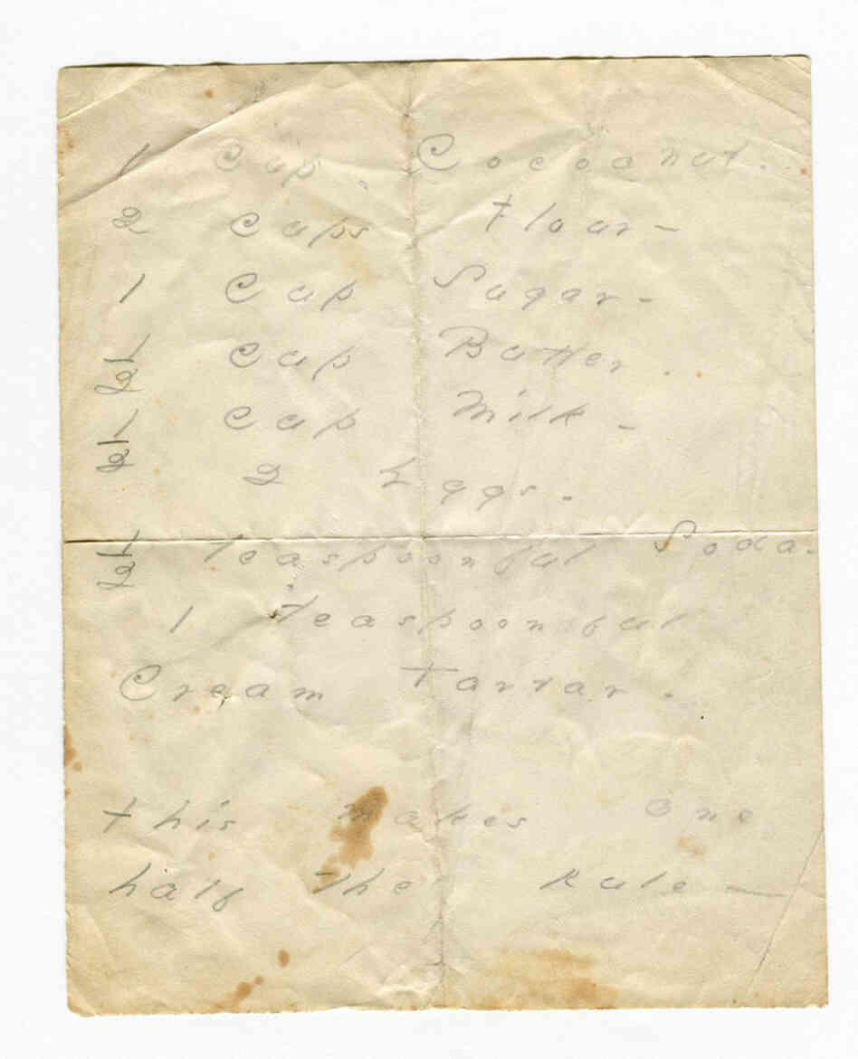 The Poets House in New York City is exhibiting this manuscript of an Emily Dickinson cake recipe that calls for coconut.