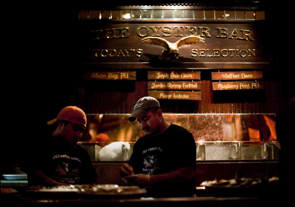 Old Ebbitt Grill serves oysters from five to six different locales at any given time. Old Ebbitt Grill serves oysters from five to six different locales at any given time.