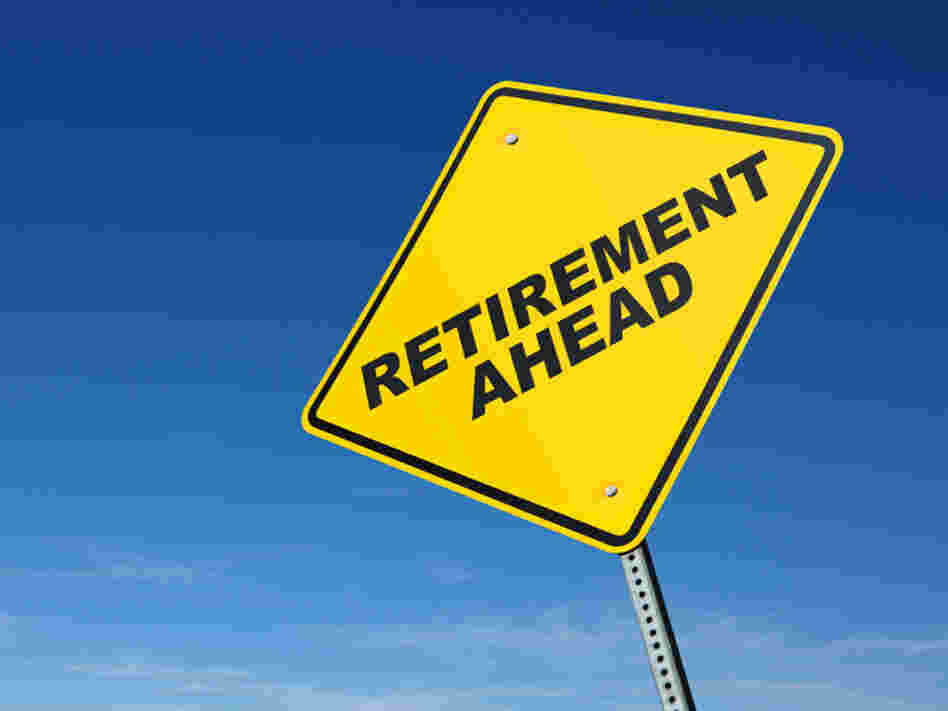 A road sign reads: retirement ahead. A road sign reads: retirement ahead.