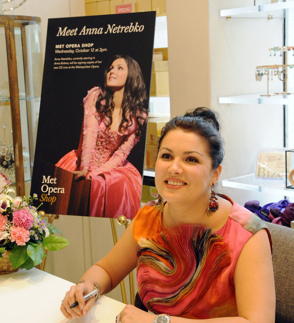 She's happy to sign, but she won't be singing: Anna Netrebko in New York on October 12, 2011 in New York City.