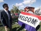 Former Massachusetts Gov. Mitt Romney campaigned in Iowa on Thursday. The latest poll numbers might not make him feel so welcome. Former Massachusetts Gov. Mitt Romney campaigned in Iowa on Thursday. The latest poll numbers might not make him feel so welcome.