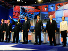 Former U.S. Sen. Rick Santorum, U.S. Rep. Ron Paul, businessman Herman Cain, former Massachusetts Gov. Mitt Romney, Texas Gov. Rick Perry, Former House Speaker Newt Gingrich and U.S. Rep. Michele Bachmann participate in a Republican presidential debate last week in Las Vegas. Former U.S. Sen. Rick Santorum, U.S. Rep. Ron Paul, businessman Herman Cain, former Massachusetts Gov. Mitt Romney, Texas Gov. Rick Perry, Former House Speaker Newt Gingrich and U.S. Rep. Michele Bachmann participate in a Republican presidential debate last week in Las Vegas.