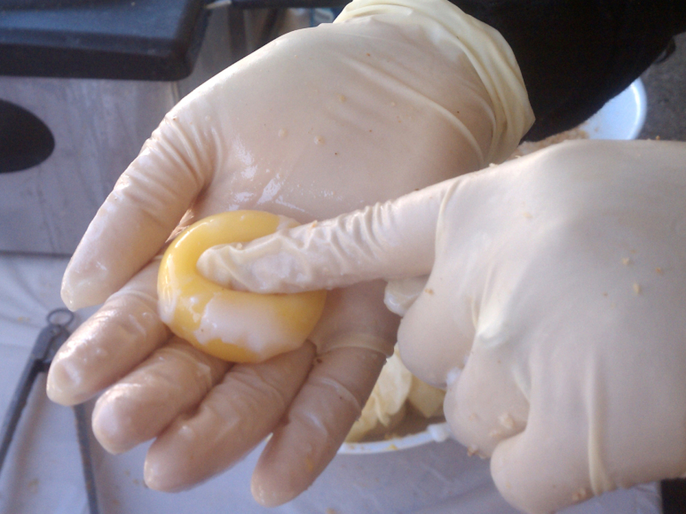 An egg yolk cooked long and low makes for a custardy yolk, sous vide cook Lisa Qiu says.