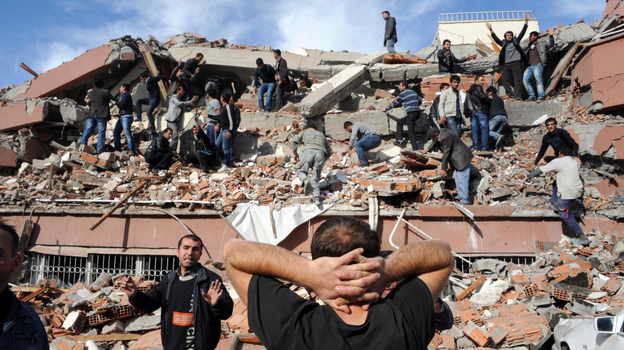  A major earthquake collapsed several buildings in eastern Turkey, trapping an unknown number citizens under debris in Van Province. 