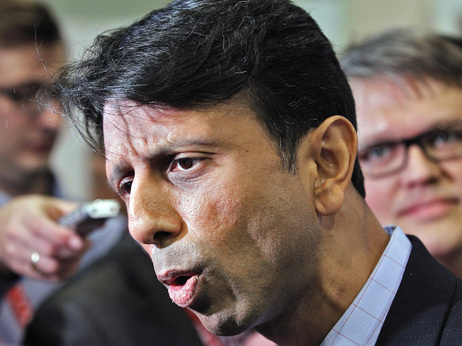 Louisiana Gov. Bobby Jindal, speaking earlier this year in Tampa, Fla. Jindal won a landslide re-election on Saturday. Louisiana Gov. Bobby Jindal, speaking earlier this year in Tampa, Fla. Jindal won a landslide re-election on Saturday.