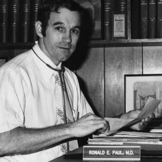 Ron Paul, shown in this screen shot taken from his website, says he delivered more than 4,000 babies in the Texas district where he used to practice.