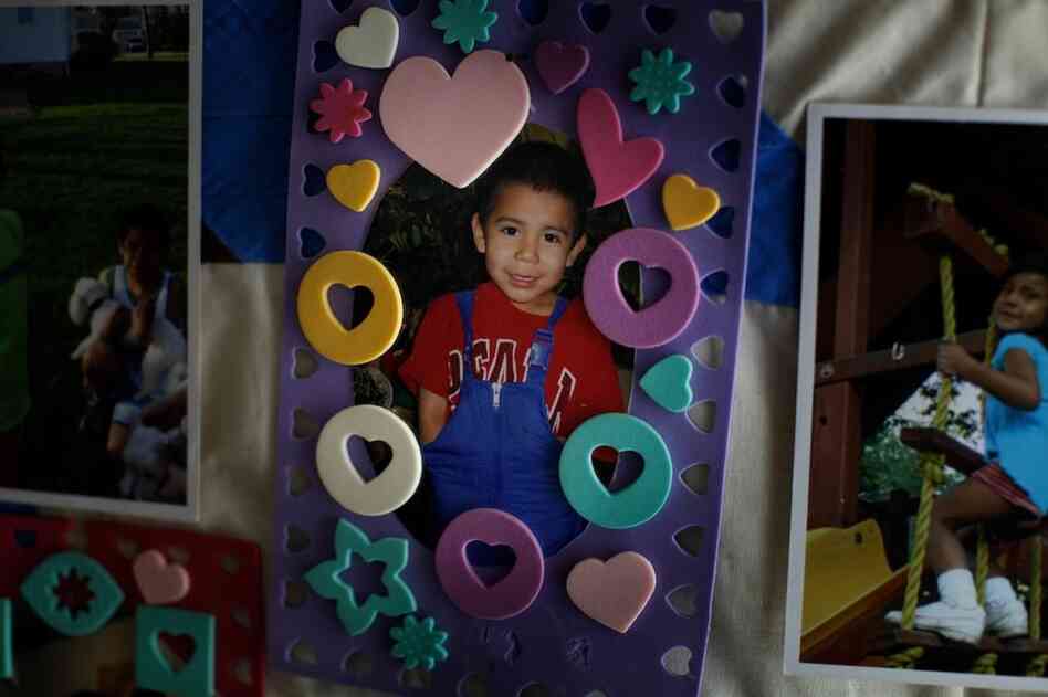 Thunder's grandson Jayden is seen in a photo in her Sioux Falls home. Thunder can only visit him once a month, and along with his siblings, he is now being put up for adoption, despite Thunder's attempts to gain custody.