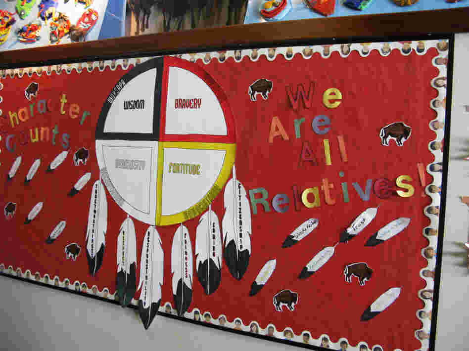 Children's artwork lines the halls of the Children's Home Society in South Dakota. Officials there say they try to keep Native American kids connected to their culture. Children's artwork lines the halls of the Children's Home Society in South Dakota. Officials there say they try to keep Native American kids connected to their culture.