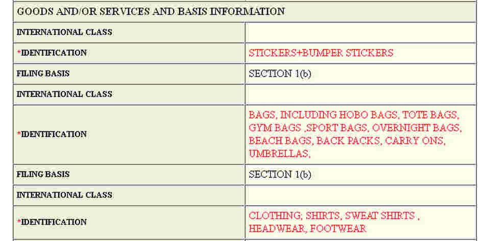 Occupy Wall Street trademark application