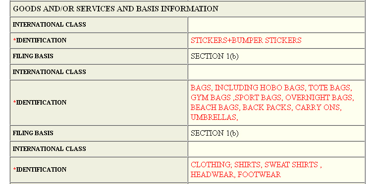 Occupy Wall Street trademark application
