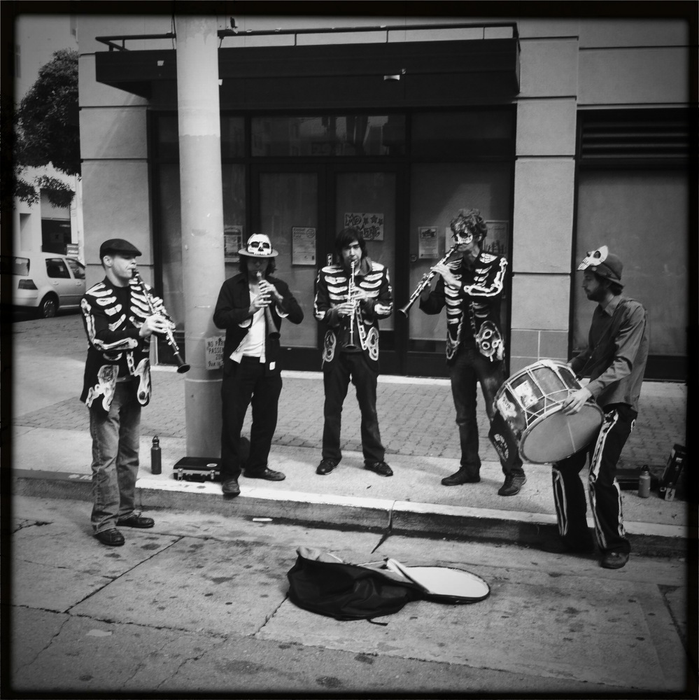 A real skeletal jazz band. 