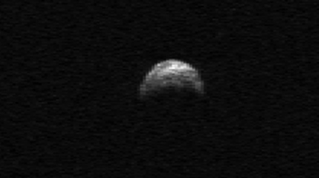 This radar image of asteroid 2005 YU55 was generated from data taken in April of 2010 by the Arecibo Radar Telescope in Puerto Rico. 