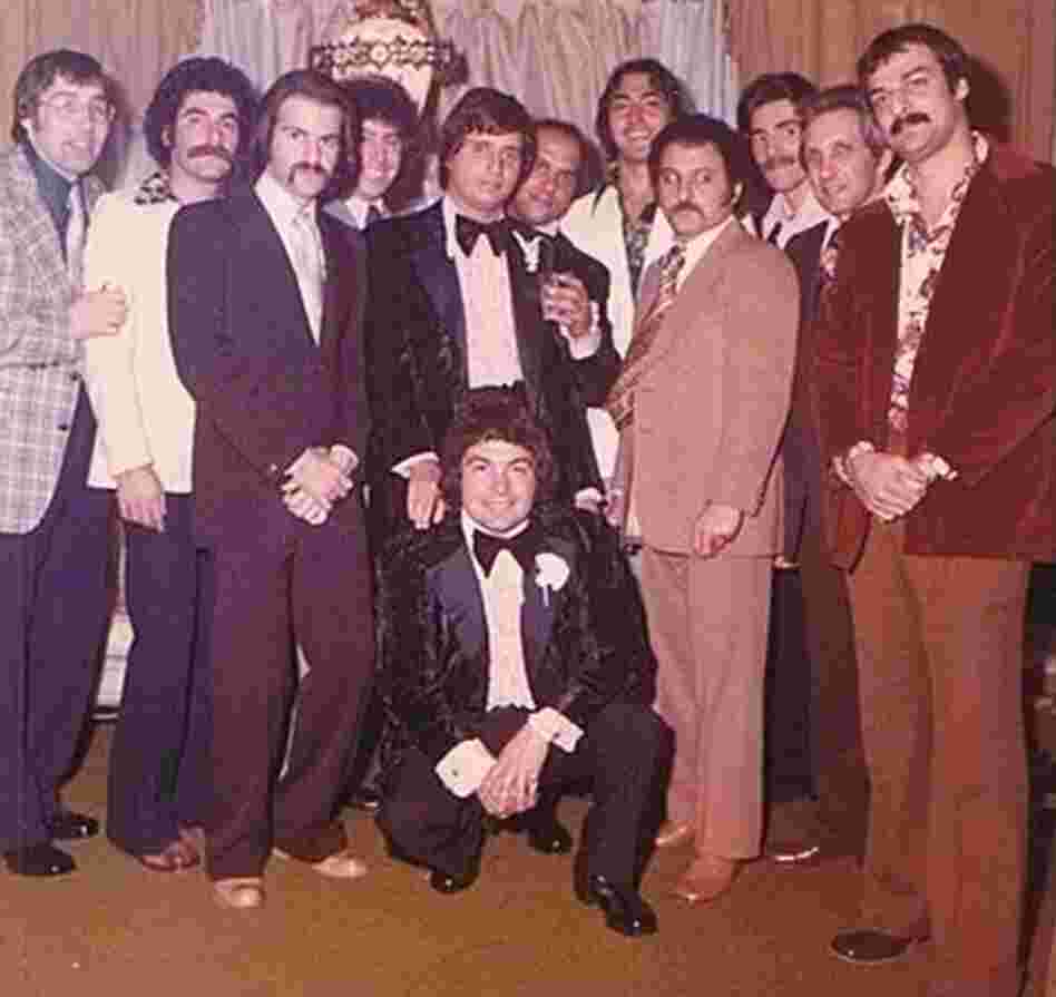 While in New York, Jon Roberts (third from left) had close ties with the Gambino crime family. He attended his last wiseguy party — a New York wedding — before fleeing to Miami in 1973.