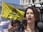 Rep. Michele Bachmann of Minnesota speaks at an Americans for Prosperity "Cut Spending Now" rally on Capitol Hill in April. Bachmann built a Tea Party base before launching her White House run. Rep. Michele Bachmann of Minnesota speaks at an Americans for Prosperity "Cut Spending Now" rally on Capitol Hill in April. Bachmann built a Tea Party base before launching her White House run.