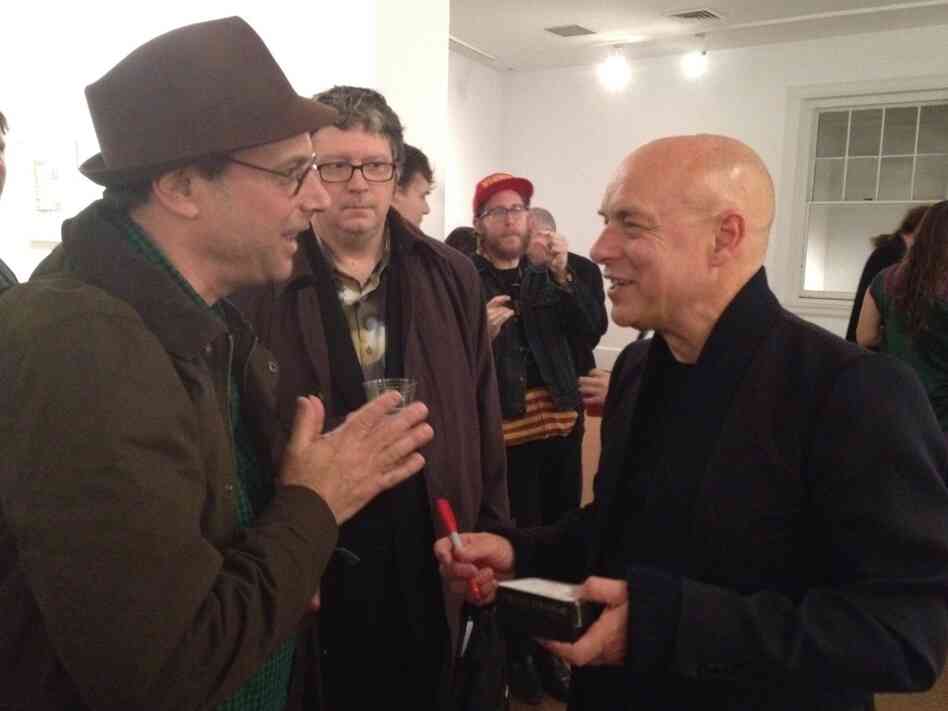 Bob Boilen with Brian Eno at Moogfest 2011