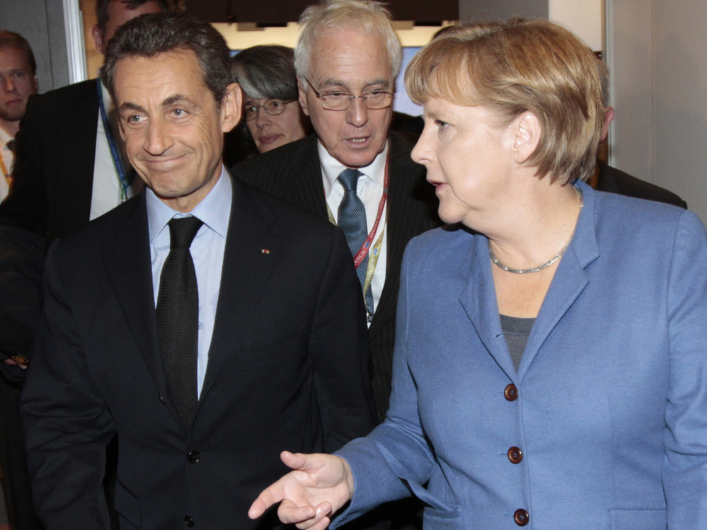 French President Nicolas Sarkozy  reportedly made a comment that German Chancellor Angela Merkel  ate a "second helping of cheese," even though she says she's on a diet.