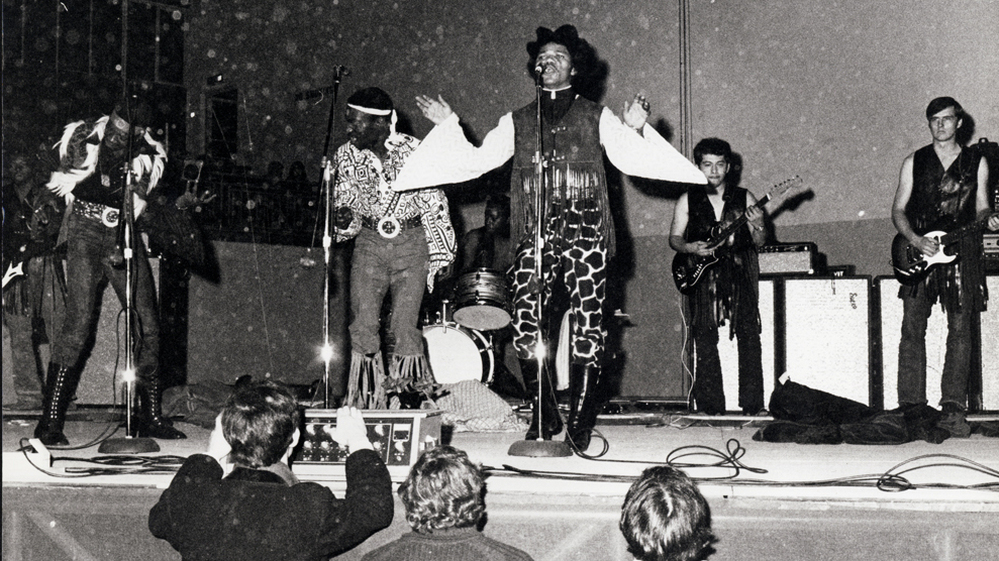 A rare photo of East of Underground in performance. The band formed while its members were stationed in Germany during the Vietnam War.